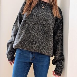 Vintage Eddie Bauer Textured Speckled Wool Blend Crewneck In Gray/Burgundy